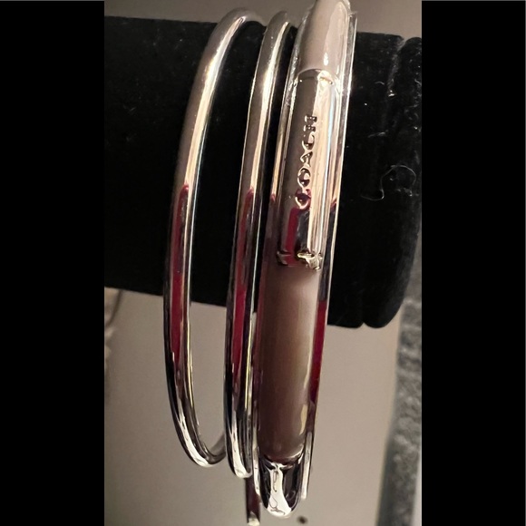 3 Coach Silver Bangle Bracelets NWOT - Picture 4 of 8